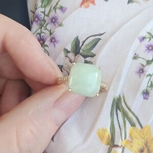 EffyMay Jade & Diamond 14K Yellow Gold Ring